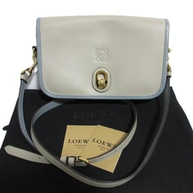 LOEWE Ines Anagram Two-Tone Leather Shoulder Bag 324.71.H70 Beige Women's