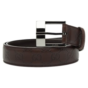 Gucci Guccissima Belt, Sizes 95 and 38, 146413, Dark Brown Silver Leather, Men's