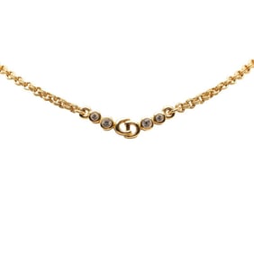 Christian Dior Dior logo necklace in gold with rhinestones for women.