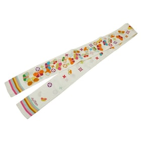 Louis Vuitton Bandeau BB x Takashi Murakami Monogram Butterfly Scarf Muffler in White and Multicolor
