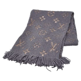 Louis Vuitton Monogram Echarpe Logomania Shine Scarf M70467 Gray Rose Gold Wool Silk Polyester