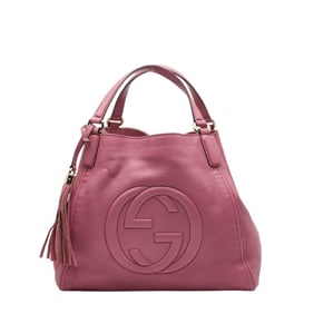 Gucci Soho Interlocking G Shoulder Bag Tote 282309 Pink Leather Women's GUCCI