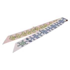 Hermes Hermès Twilly Galons et Brandebourgs ROSE PALE scarf with decorative cord and Brandebourg