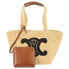 CELINE Triomphe Raffia Cube Bag Handbag in Natural Leather for Women