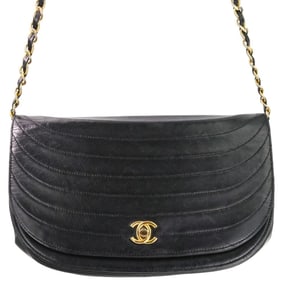 CHANEL Half Moon Coco Mark Turn Lock Chain Shoulder Bag in Black for Women