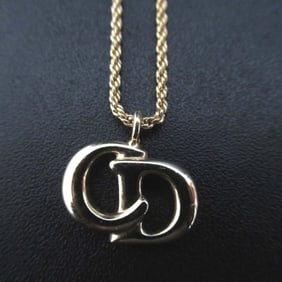Christian Dior logo charm necklace pendant, GP, gold color, for women