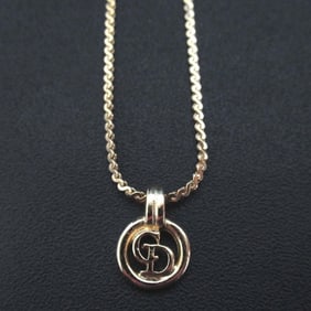 Christian Dior logo charm necklace pendant, GP, gold color, for women