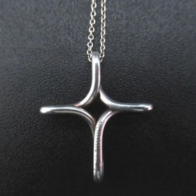 Tiffany & Co. Elsa Peretti Infinity Cross Necklace Pendant 925SV Silver Women's