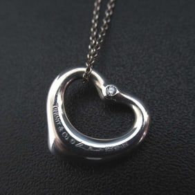 Tiffany & Co. Open Heart 2P Diamond Necklace Pendant in 925SV Silver for Women