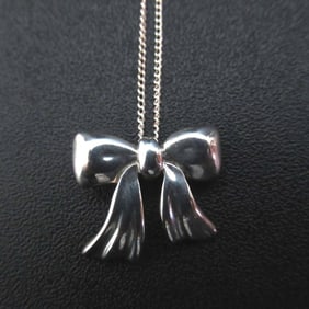 Tiffany & Co. Ribbon Necklace Pendant 925SV Silver Women's