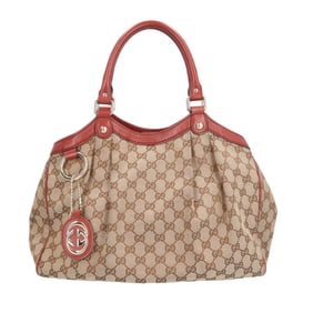 Pre-owned Gucci Sukey handbag in GG canvas (211944) beige. Women's.