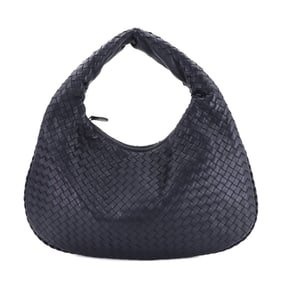 Bottega Veneta Intrecciato Leather Shoulder Bag, Navy Blue, Gunmetal Hardware, 115653