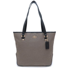 COACH F20936 Tote Bag, Canvas and Leather, Black Beige, Outlet, Women's, 352973