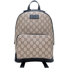 GUCCI 779869 Backpack in GG Supreme Canvas and Leather, Beige Black, Outlet, Women's, 352984