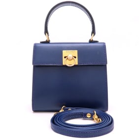 CELINE Mini Handbag, 2-Way, Leather, Purple, Women's, 352985