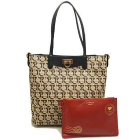 Salvatore Ferragamo Gancini AU-21 H993 Tote Bag in Beige and Black, Women's, 253431