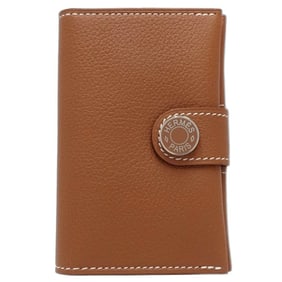 HERMES R.M.S. Card Holder, Evercolor, W Stamp, Taurillon Clemence Leather, Gold, Women's, 181798