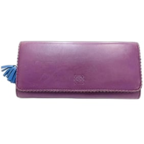 LOEWE Long Wallet 101111 Round Nappa Leather Purple Women's 181849