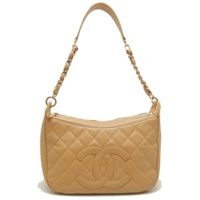 CHANEL Matelasse Shoulder Bag A20993, Caviar Leather, Beige, Women's, 253437