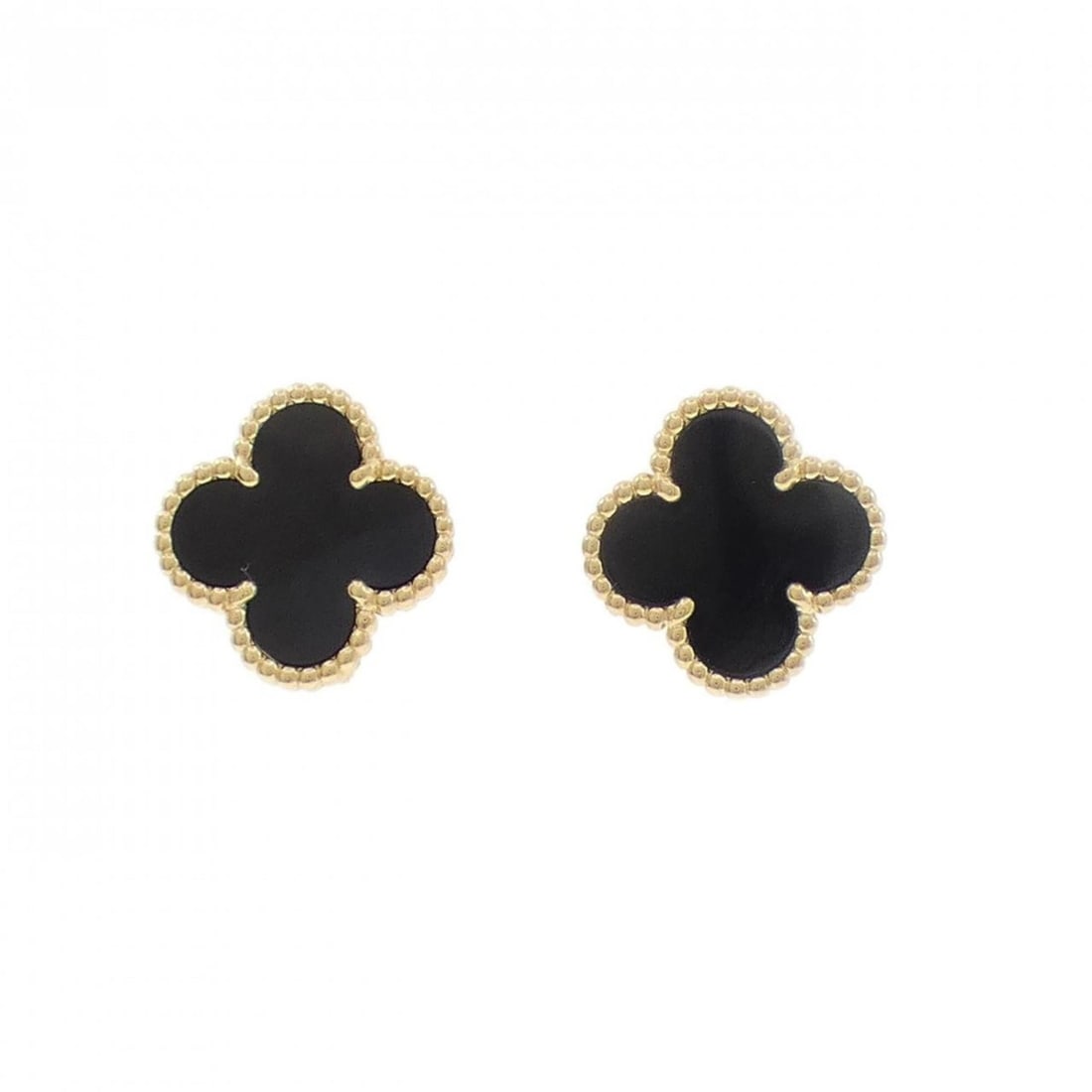 Van Cleef & Arpels Vintage Alhambra Earrings: --- Catalog ---Category: SizeSize (HxWxD): 15.00mm x 14.50mm / 0.59'' x 0.57''Category: DesignType: Stud earringsStone: OnyxGender: WomenMaterial: Yellow gold (18K)Category: GeneralMPN: VCARA44200Bran