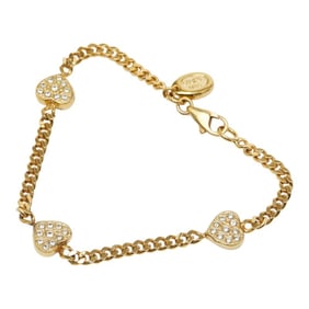 Celine Heart Rhinestone Chain Bracelet, Gold Plated, Women's