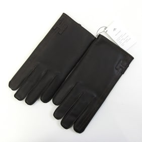 Hermes Hermès Joshua Gloves, H242044G, Mocha Anjou Glacé Cashmere, Size 8.5, Dark Brown, Women's.