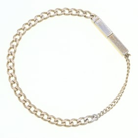 Bottega Veneta Bracelet with ID Plate, Light Gold, SV, and Sterling Silver (925), Medium Size,