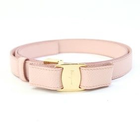 Salvatore Ferragamo Vara Belt, Light Pink Leather, 90cm, Ribbon, Women's