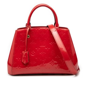 Louis Vuitton Monogram Vernis Montaigne BB Handbag/Shoulder Bag, 2-Way, M50170, Cerise Red Patent