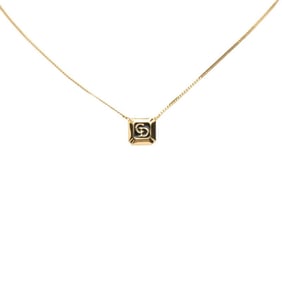 Christian Dior Dior CD logo square necklace in gold and black plated for women.