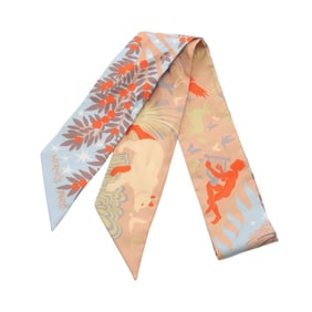 Hermes Hermès Le Charme D'Orphee Twilly Silk Scarf for Women in Brown and Blue Multicolor