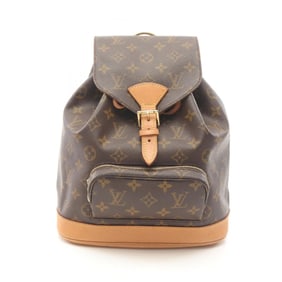 Louis Vuitton Montsouris MM Backpack, Coated Canvas and Leather, Monogram, Women's, Brown, M51136