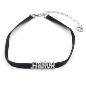 Christian Dior Dior Choker Black Velvet Rhinestone Necklace for Women DIOR