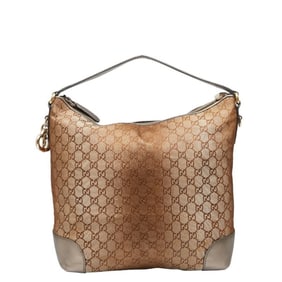 Gucci GG Canvas Heart Bit Bamboo One-Shoulder Bag 269958 Brown and Leather Women's GUCCI