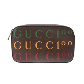 GUCCI 100th Anniversary Brown/Multicolor 602695 Unisex Calf Leather Body Bag, A Rank, Pre-owned,