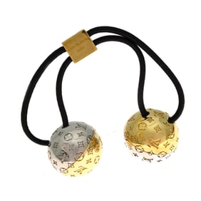 Louis Vuitton Nanogram Planet Scrunchie, Women's, M80266, Metal, Black