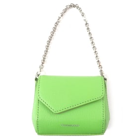TIFFANY & Co. Tiffany T Nano Bag with Peridot Logo Print Chain Charm, Green Leather Silver Hardware,