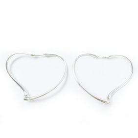TIFFANY & Co. Tiffany Open Heart Medium Hoop Earrings for Both Ears, AG925 Silver, Box and Dust Bag