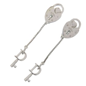 Christian Dior Heart Cadena Key Chain Earrings, Metal, Women's