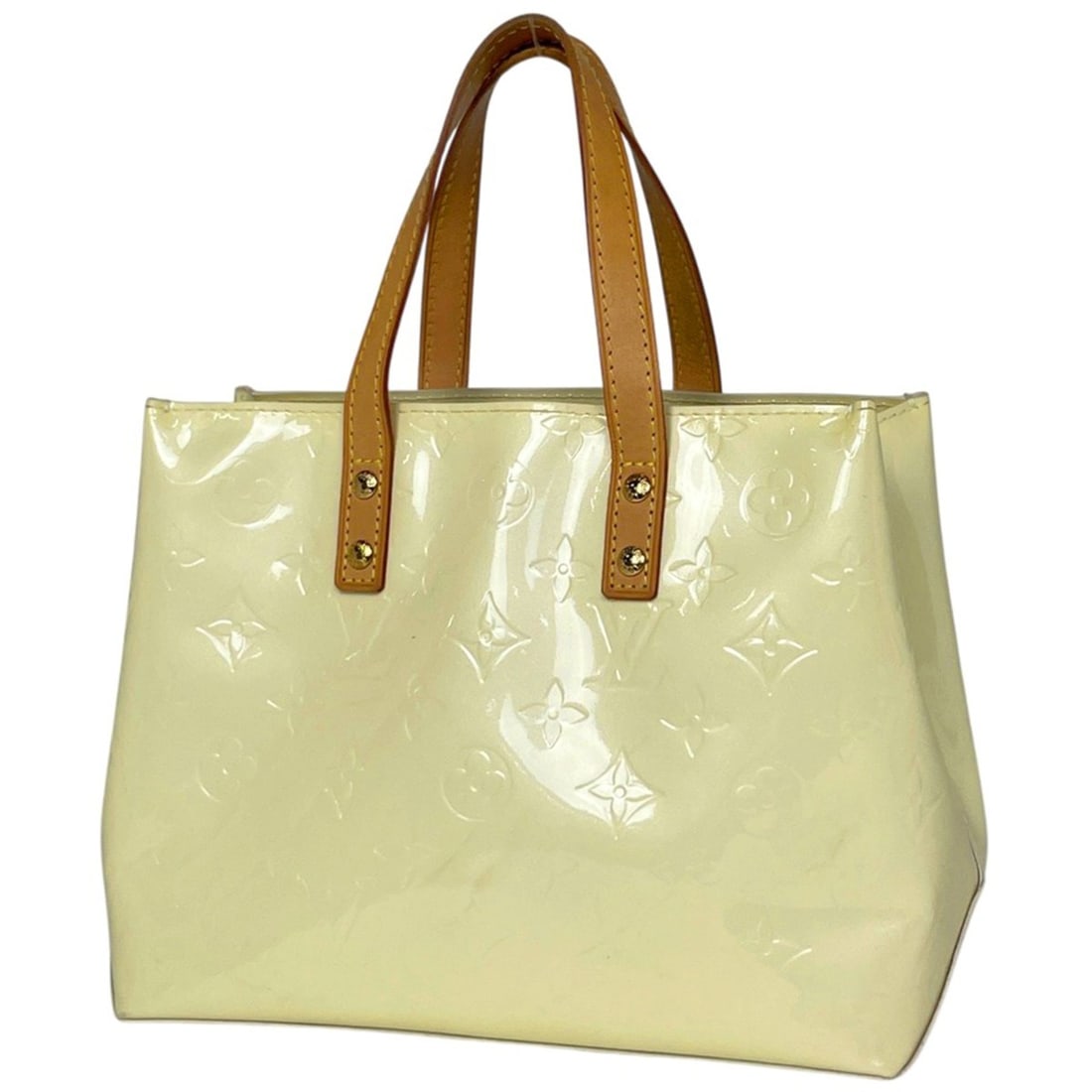 Louis Vuitton Reed PM Tote Bag, Enamel Patent Leather, Monogram Vernis Perle, M91336, Women's: --- Catalog ---Category: SizeSize (HxWxD): 18cm x 22cm x 10cm / 7.08'' x 8.66'' x 3.93''Category: DesignType: Handbag, Tote bagColor: PearlGender: WomenMaterial: Monogram Vernis Category: GeneralLine: