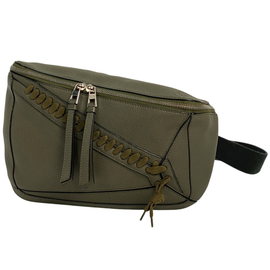 LOEWE Puzzle Sling Bag, Khaki, Leather, Green Beige, Men's (1 of 9)