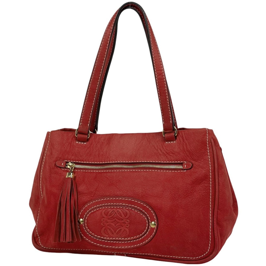 LOEWE Anagram Tote Bag, Logo Shoulder Tassel Leather, Red, Women's: --- Catalog ---Category: SizeSize (HxWxD): 24cm x 34cm x 14.5cm / 9.44'' x 13.38'' x 5.7''Category: DesignType: Shoulder bag, Tote bagColor: Red colorGender: WomenMaterial: Leather Category: GeneralBr
