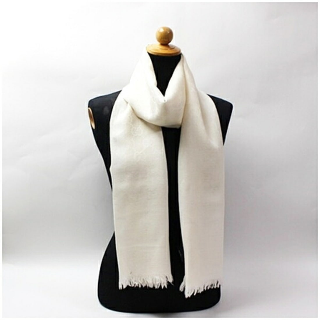 Gucci Wool and Silk Rectangular Stole with GG Pattern, White, GUCCI Women's (1 of 10)