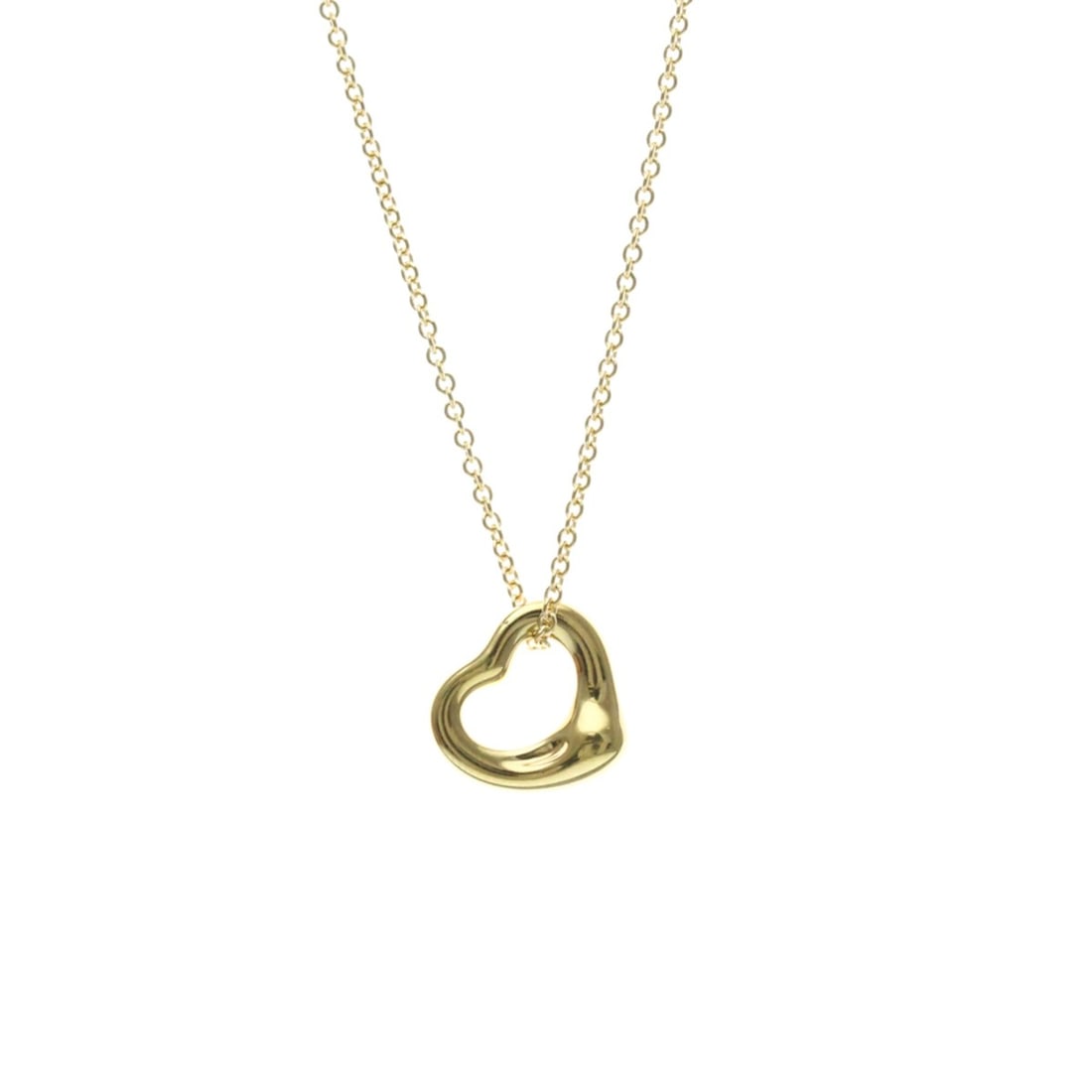 Tiffany Open Heart Yellow Gold (18K) No Stone Women,Men Fashion Pendant Necklace (Gold): --- Catalog ---Category: SizeWeight: 3.2g / 0.11oz.Pendant Size: 11mm x 11mm / 0.43'' x 0.43''Neck Circumference: 40 cm / 15.74''Category: DesignColor: GoldMetal: GoldStone: No StoneStyle: FashionGend
