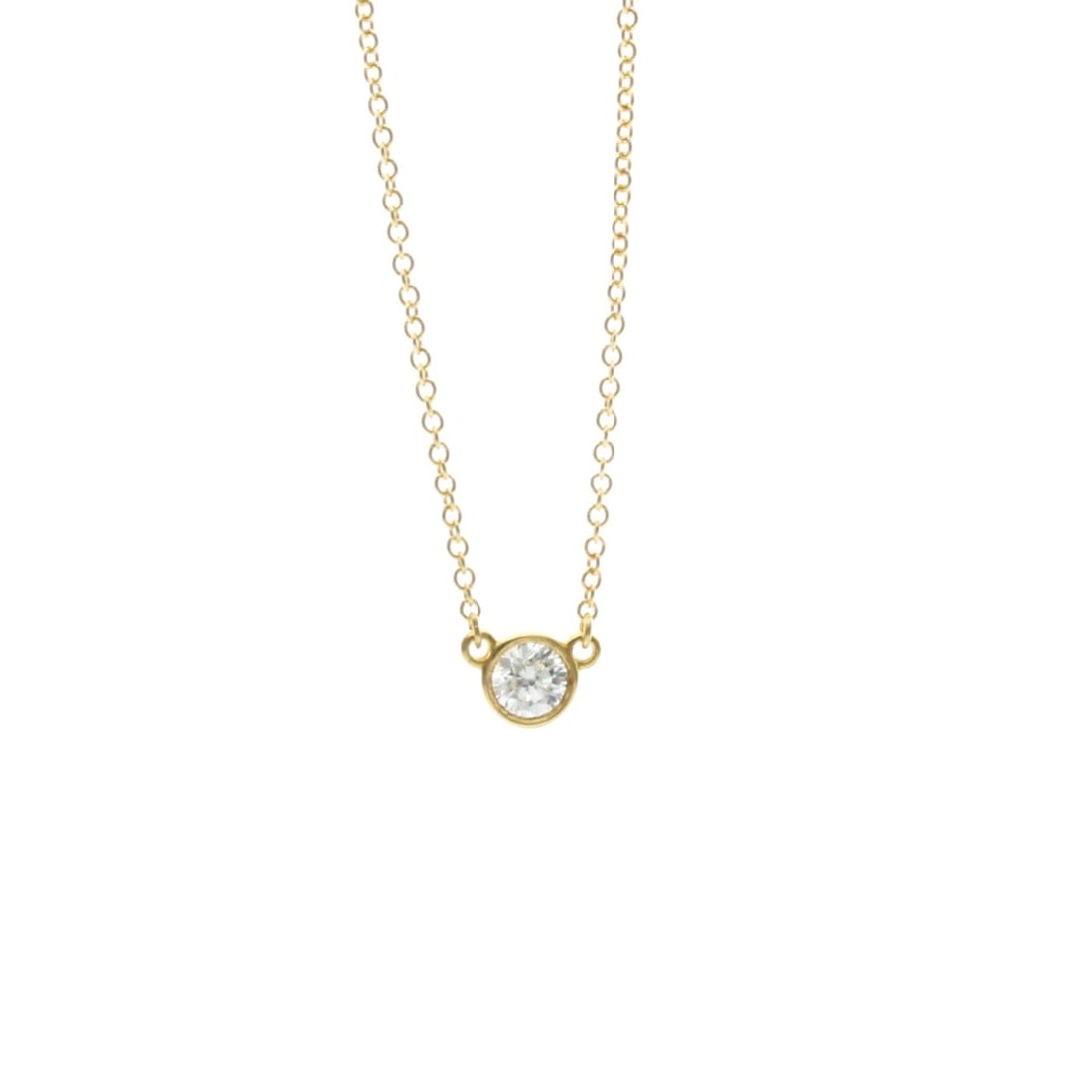 Tiffany Diamonds By The Yard Yellow Gold (18K) Diamond Women,Men Fashion Pendant Necklace (Gold): --- Catalog ---Category: SizeWeight: 1.9g / 0.06oz.Pendant Size: 4.8mm x 4.8mm / 0.18'' x 0.18''Neck Circumference: 40.5 cm / 15.94''Category: DesignColor: GoldMetal: GoldStone: DiamondStyle: FashionG