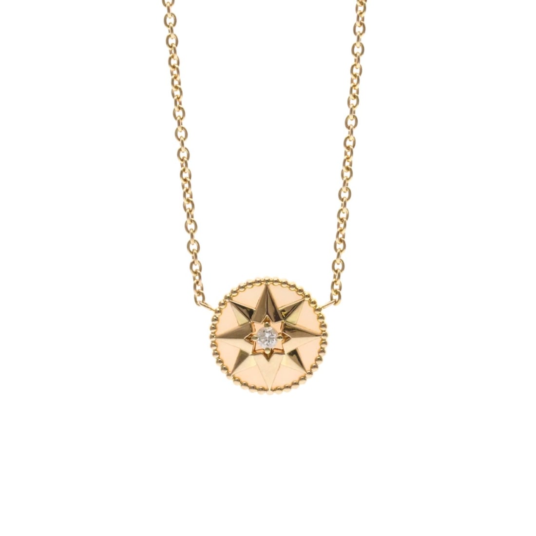 Christian Dior Rose Des Vents Necklace Pink Gold (18K) Opal Men,Women Fashion Pendant Necklace (Pink: --- Catalog ---Category: SizeWeight: 3.8g / 0.13oz.Pendant Size: 11.7mm x 11.7mm / 0.46'' x 0.46''Neck Circumference: 38 cm - 42 cm / 14.96'' - 16.53''Category: DesignColor: Pink goldMetal: