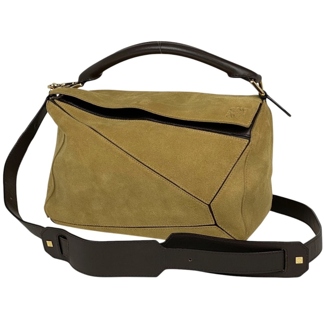 LOEWE Puzzle Bag Anagram 2-Way Shoulder Bag/Handbag Suede Beige Brown Women's (1 of 17)