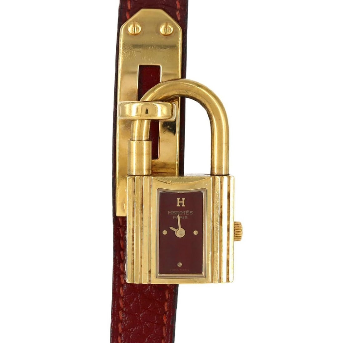Hermès Kelly GP Quartz Watch: --- Catalog ---Category: SizeCase Diameter: 20mm / 0.79''Category: DesignType: WristwatchGender: WomenColor (Dial): Red colorMaterial (Case): Gold platedCategory: GeneralBrand: HermesCategory: Movemen