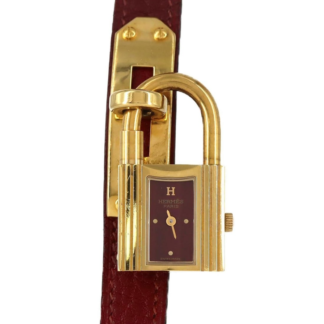 Hermès Kelly GP Quartz Watch: --- Catalog ---Category: SizeCase Diameter: 20mm / 0.79''Category: DesignType: WristwatchGender: WomenColor (Dial): Red colorMaterial (Case): Gold platedCategory: GeneralBrand: HermesCategory: Movemen