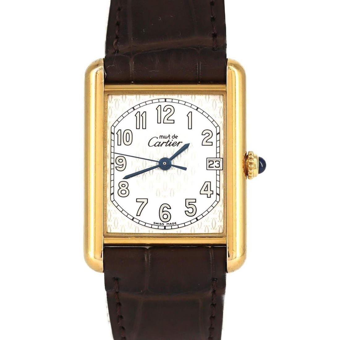 Cartier Must Tank Date LM GP W1013954 Quartz Watch: --- Catalog ---Category: SizeCase Diameter: 25mm / 0.98''Category: DesignType: WristwatchGender: MenColor (Dial): WhiteMaterial (Case): Gold platedCategory: GeneralMPN: W1013954Brand: CartierCategory: